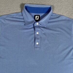 FootJoy FJ Shirt Mens Large Blue Golf Polo Performance Stretch Logo Wicking
